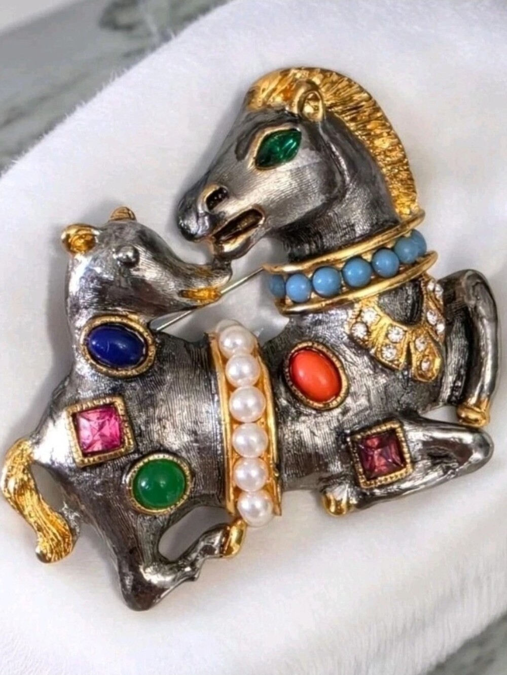 Vintage Signed KJL Horse & Hound Brooch Mythical Fantasy Collection Book Piece